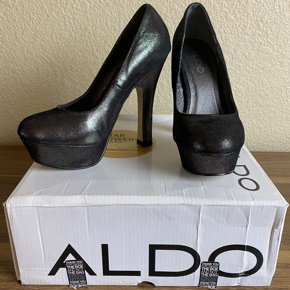 Aldo Migliorisi Ultra High Black Heel Platform Pumps Shoes Size EU 35 US 5 B $90